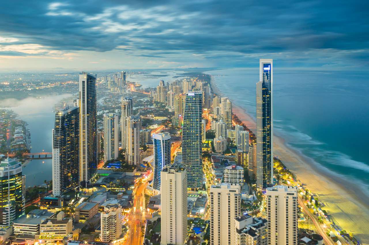 moderne gebouwen aan Gold Coast, Australië legpuzzel online