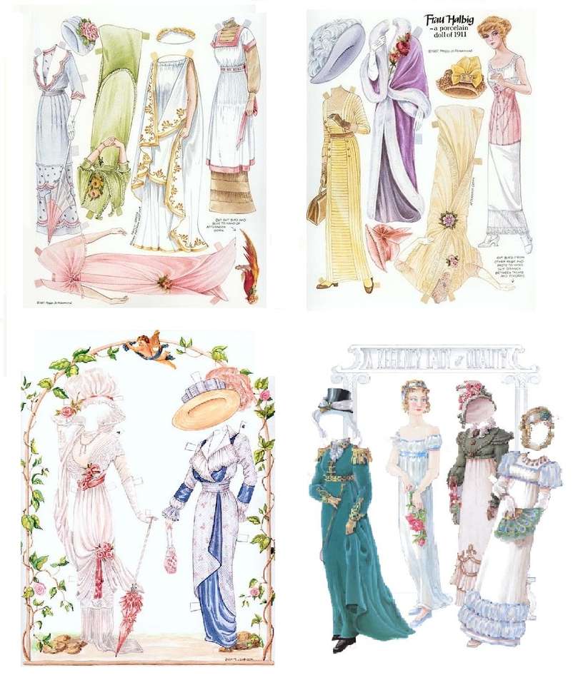 Хартиени кукли - исторически костюми онлайн пъзел