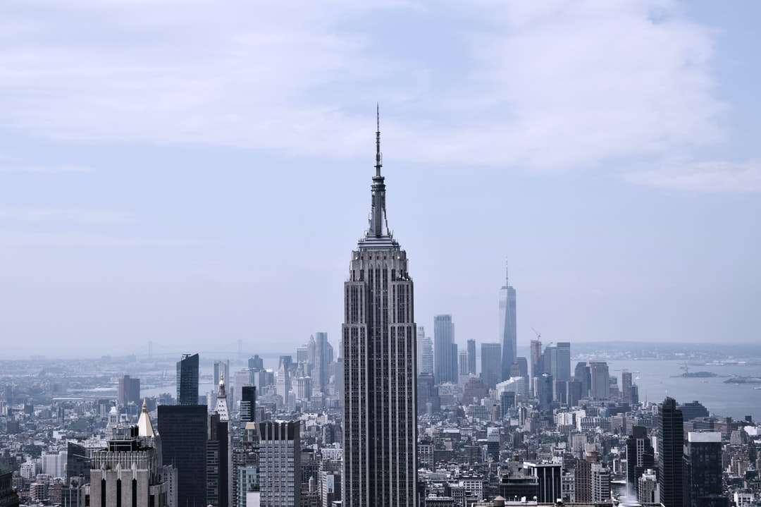 grigio e nero Empire State Building, New York City puzzle online