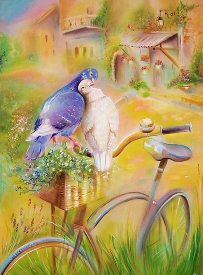 История птиц на велосипеде пазл онлайн