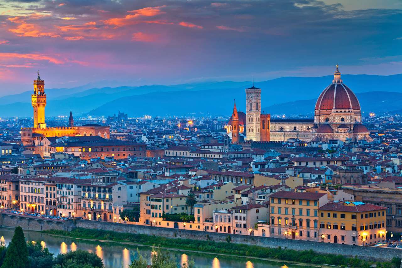 Флоренція під час прекрасного заходу сонця. онлайн пазл