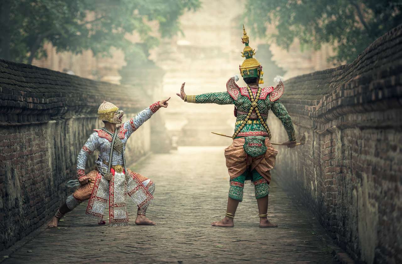 Khon ist traditionelle Tanzdrama-Kunst Online-Puzzle