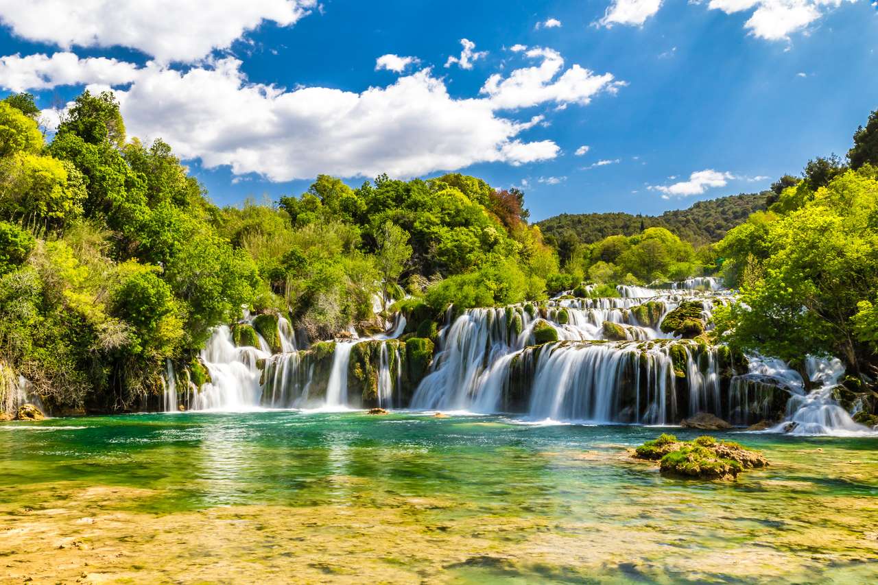 Skradinski Buk vattenfall i Krka nationalpark pussel på nätet