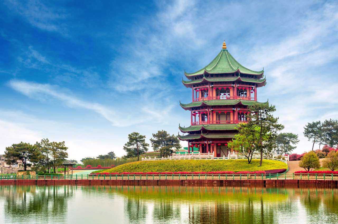 alter chinesischer Architekturgarten Puzzlespiel online