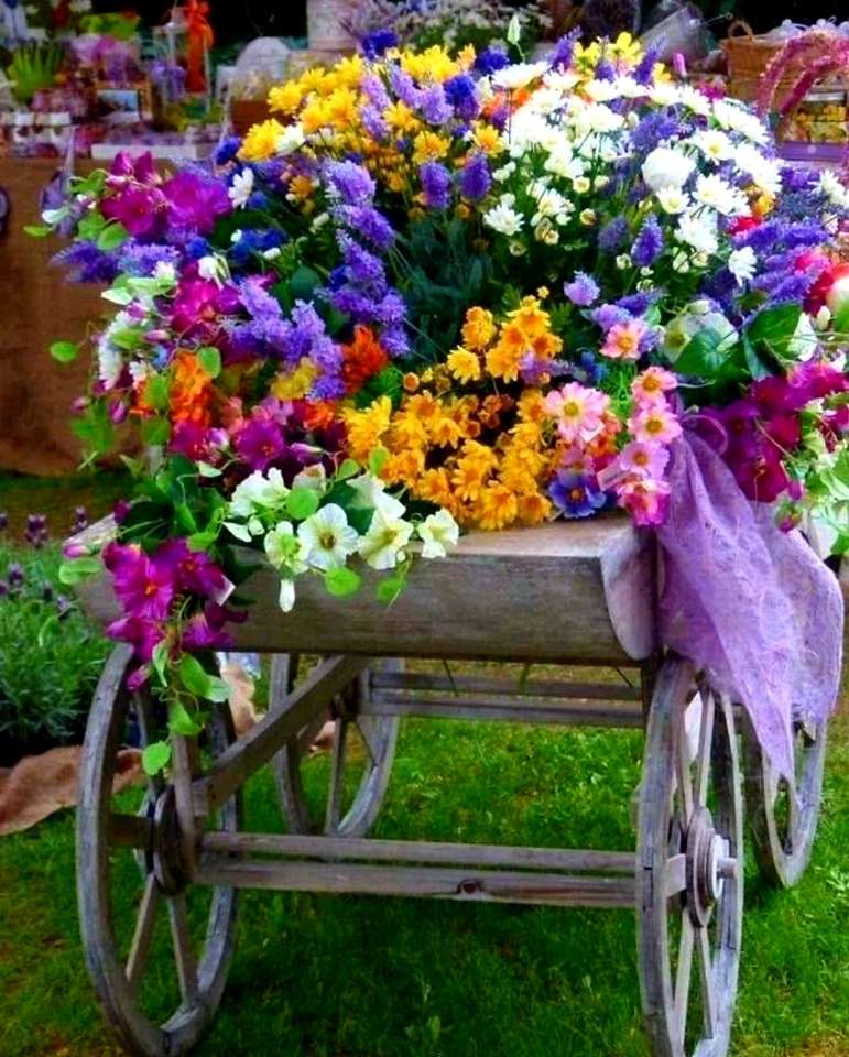 количка с цветя онлайн пъзел