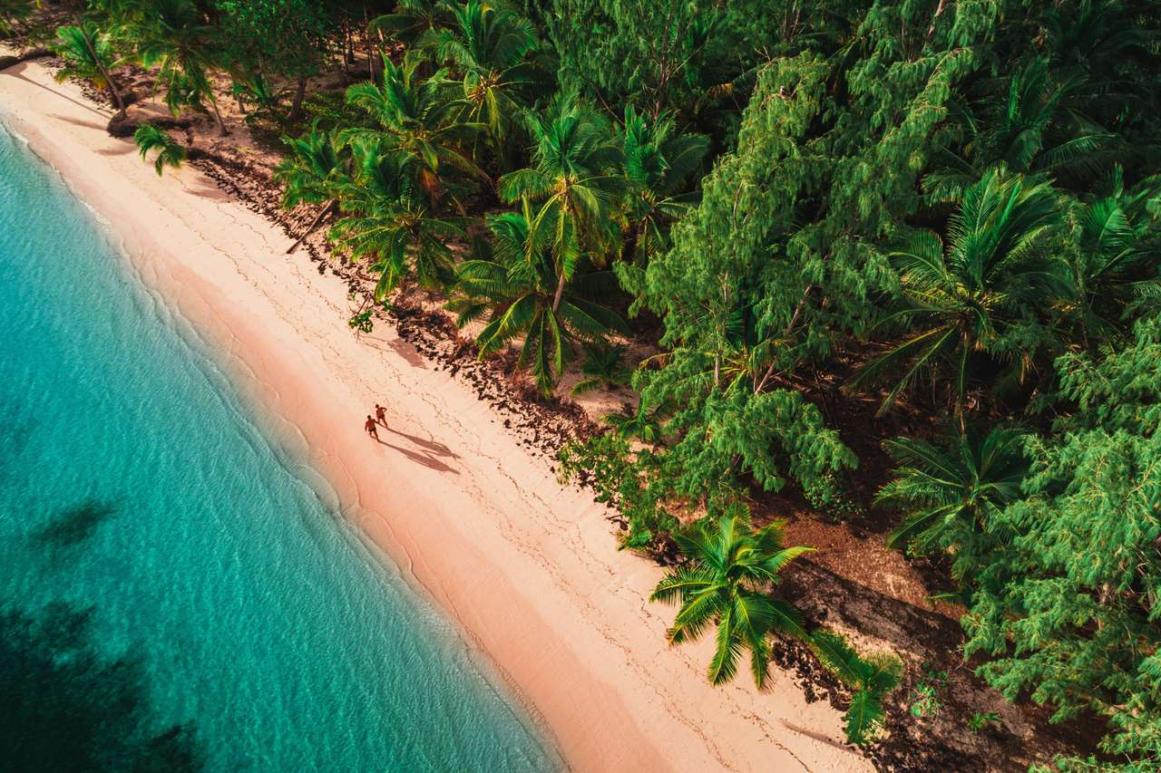 Вид с воздуха на пляж тропического острова, Доминиканская Республика онлайн-пазл