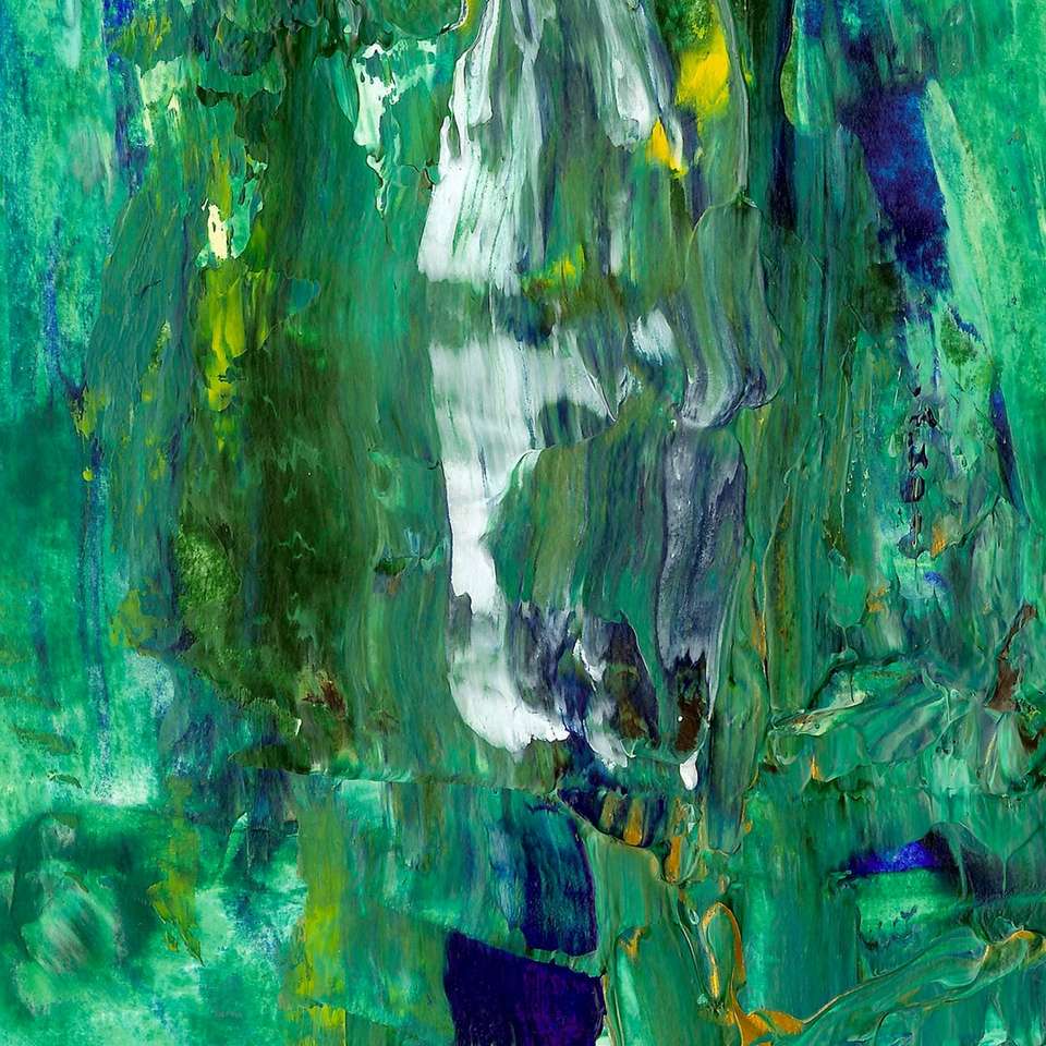 зеленая и синяя абстрактная живопись онлайн-пазл