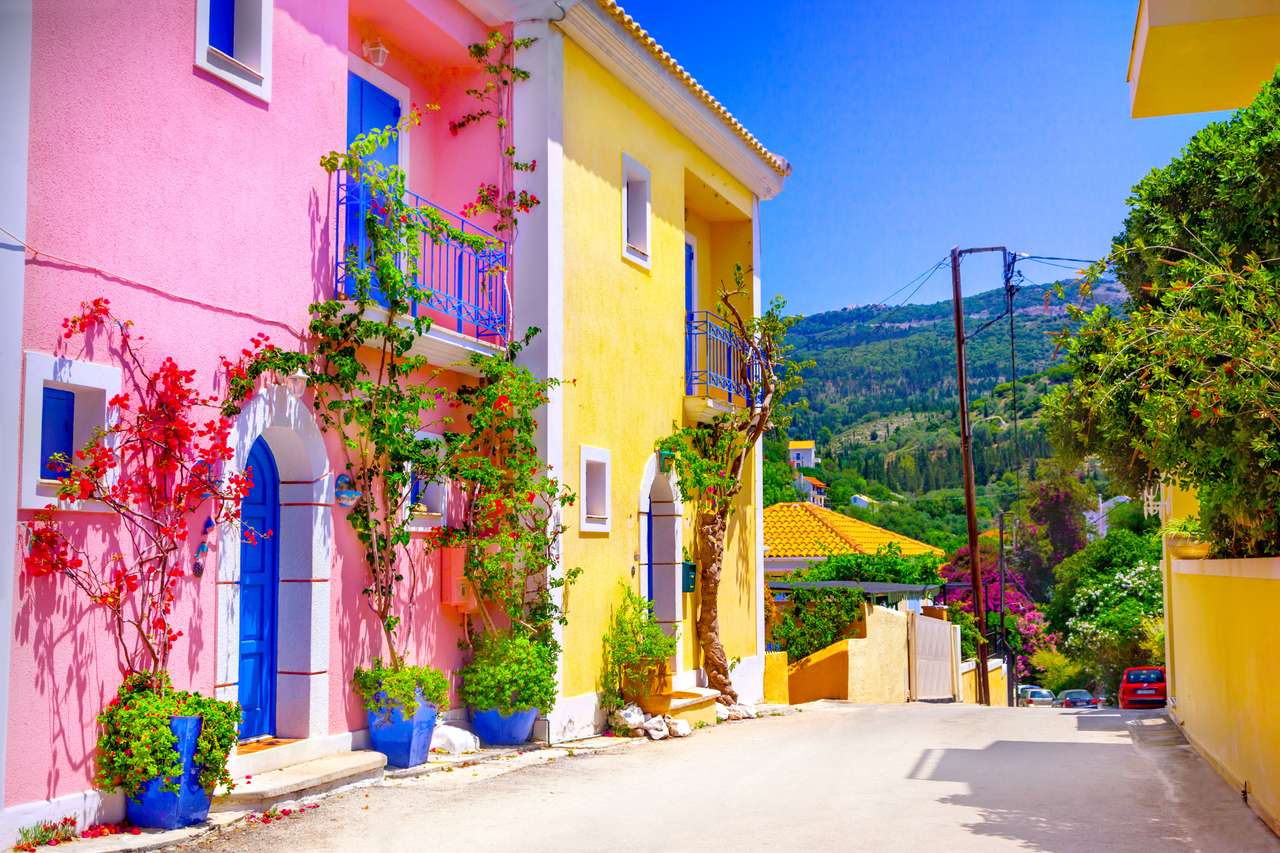 Straat op het eiland Kefalonia, Griekenland online puzzel