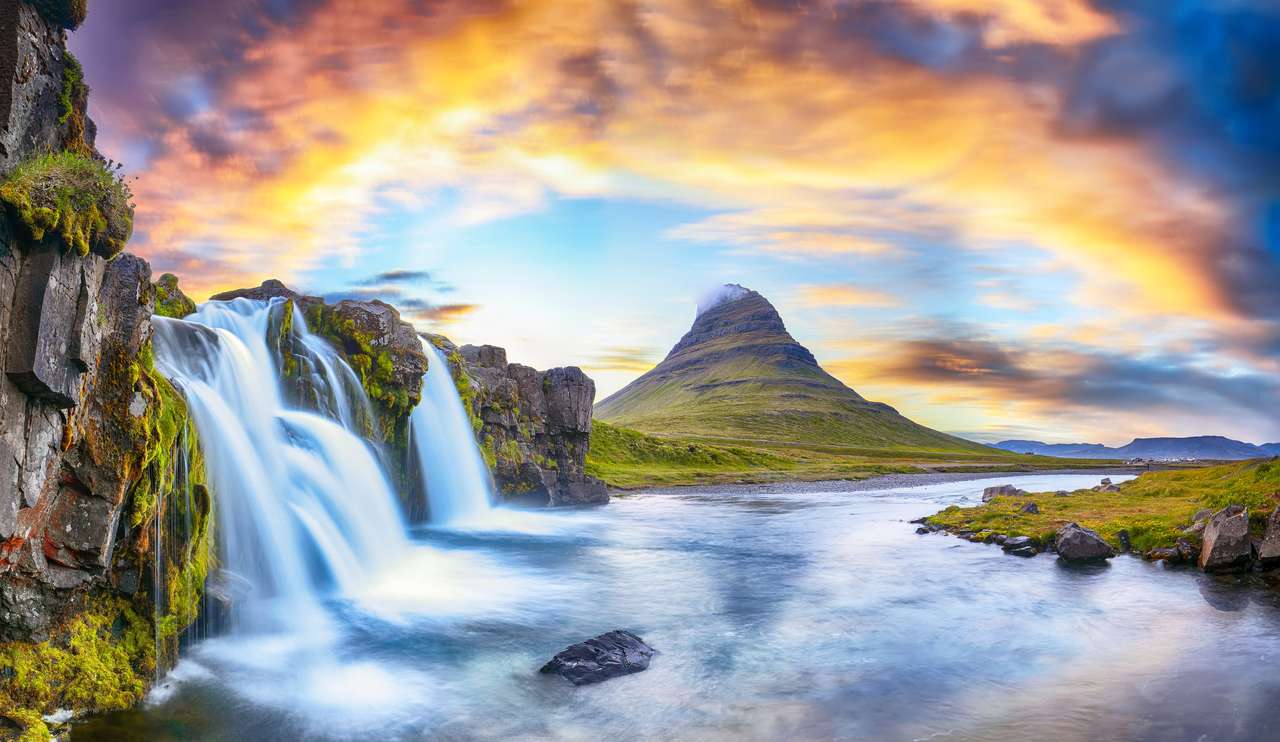 Kirkjufellsfoss-Wasserfall Online-Puzzle
