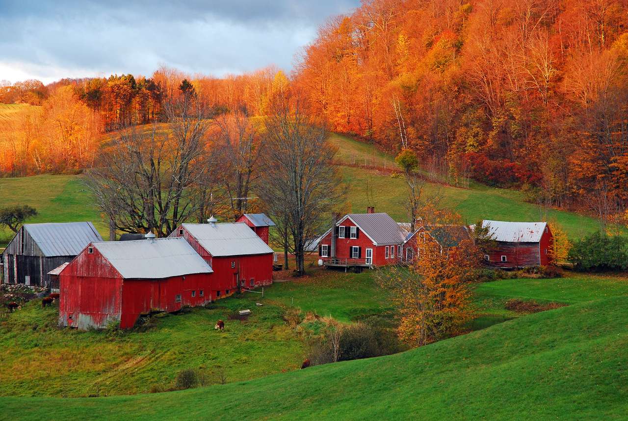 Селска сцена на Върмонт в края на есента онлайн пъзел