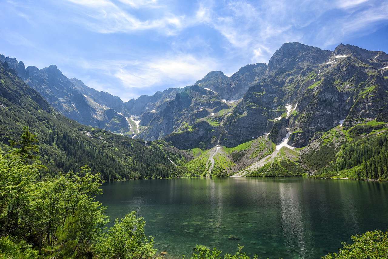 lago de montanha em Tatras, Polônia, Europa quebra-cabeças online