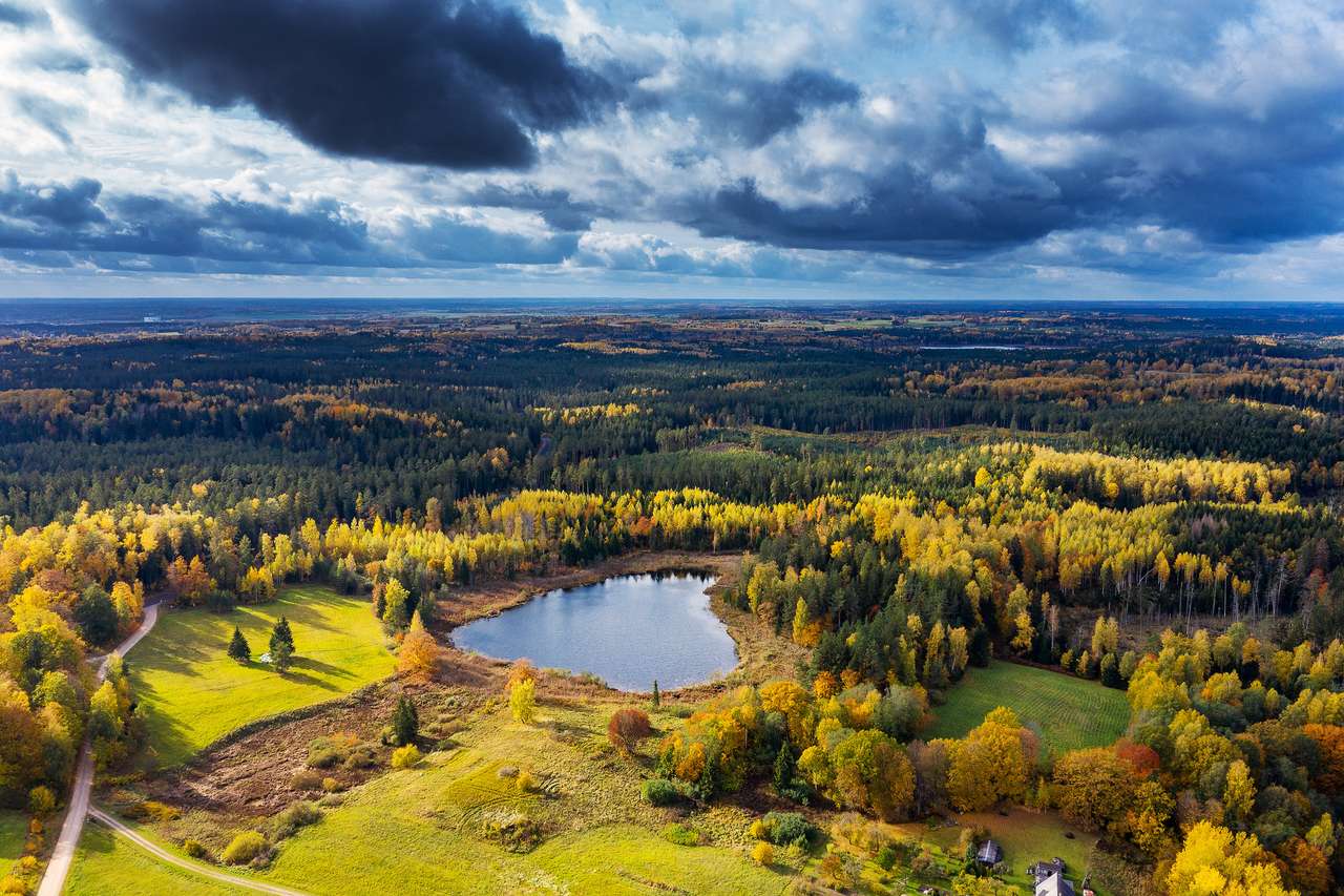 Cores de outono na paisagem rural. quebra-cabeças online