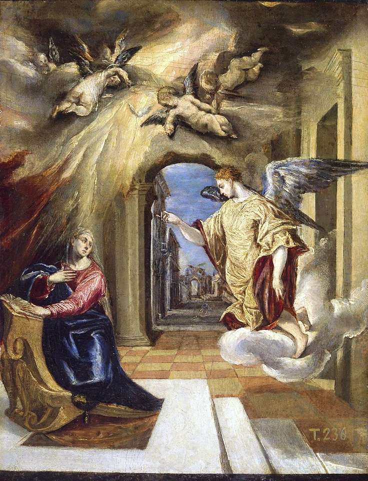 Die Verkündigung (Gemälde von El Greco von 1570) Puzzlespiel online