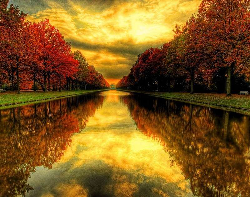 Příroda- podzim, řeka online puzzle