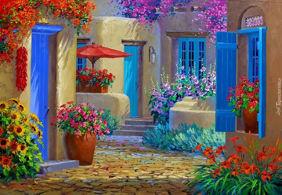 O stradă în flori în Grecia puzzle online