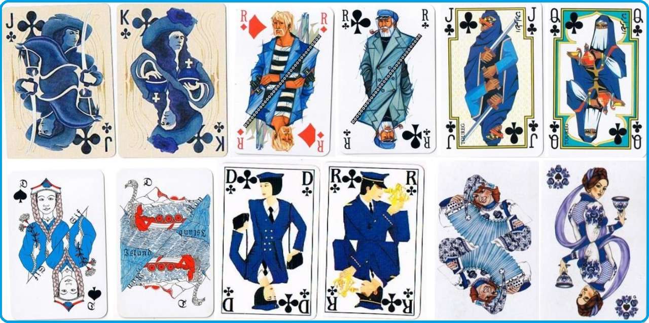 Hrací karty - modrá online puzzle