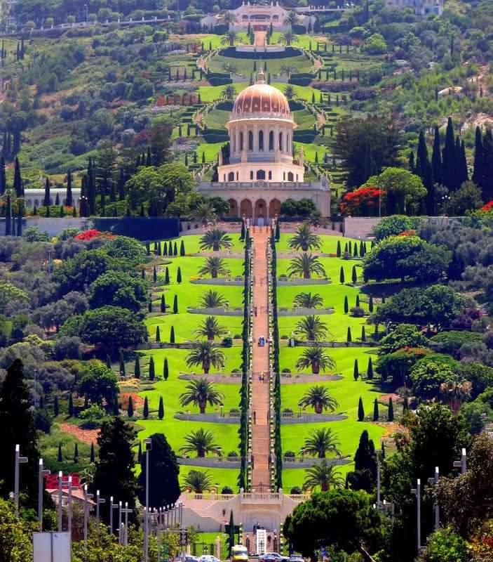 Temple, Haifa, Bahai, trädgårdar i Israel pussel på nätet