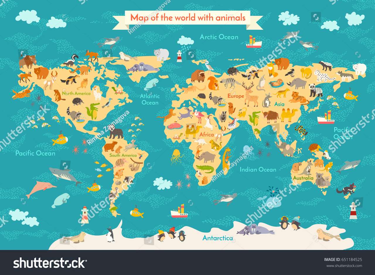 kontinentális térkép. kirakós online