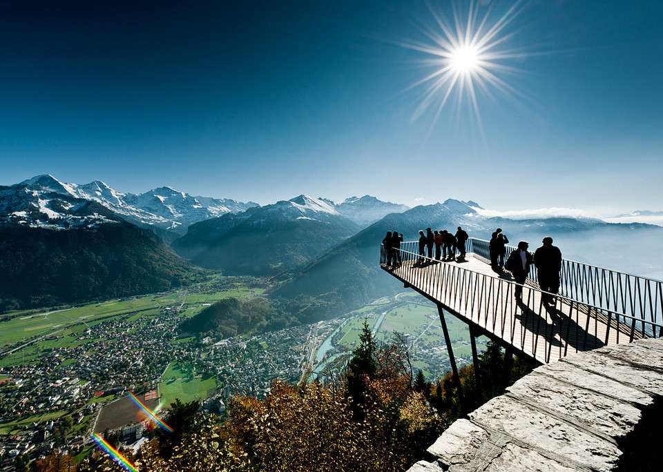 Aussichtsplattform-Zwei-Seen-Brücke in der Schweiz Online-Puzzle