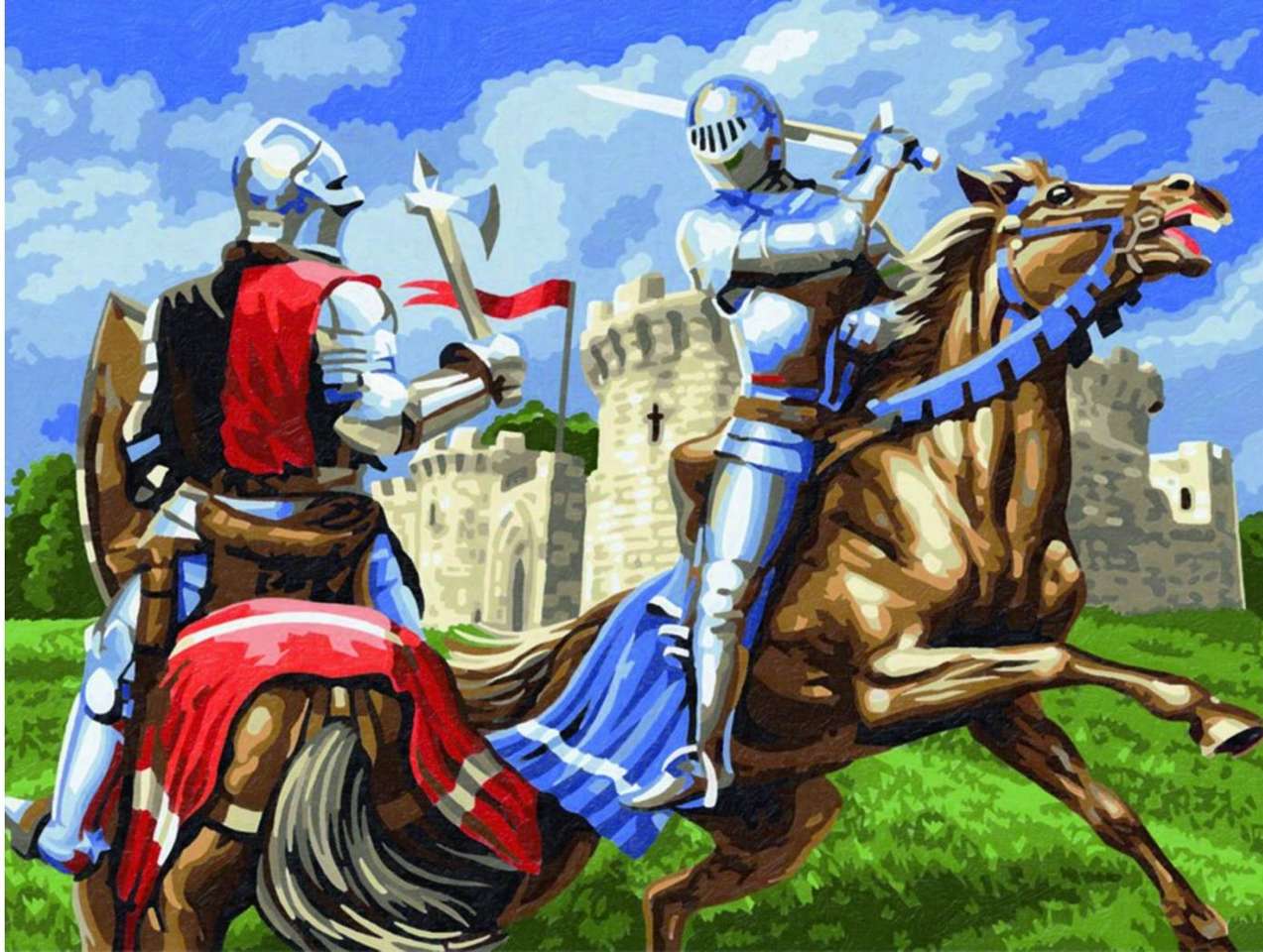 Duelo de cavaleiros em um torneio quebra-cabeças online
