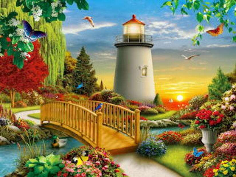 Landscape # 11 - Garden with lighthouse online puzzle