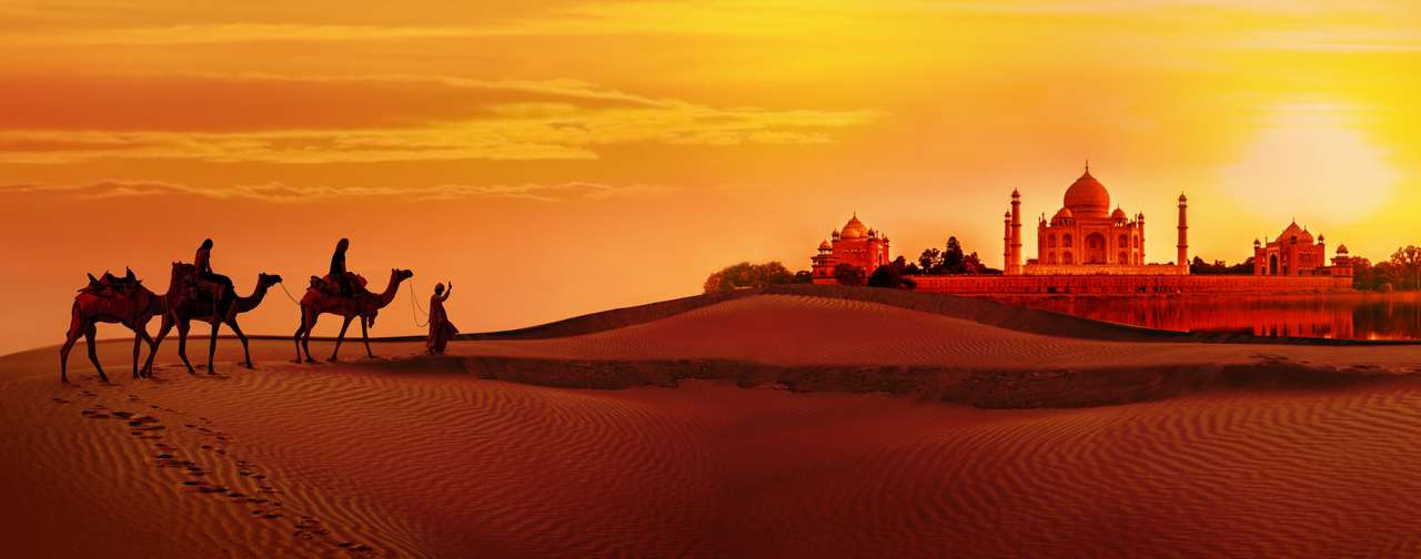 Taj Mahal durante il tramonto puzzle online
