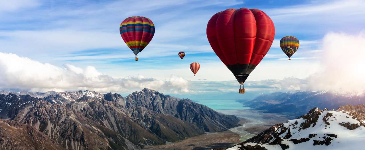 Bunte hohe Heißluftballons, Neuseeland Puzzlespiel online