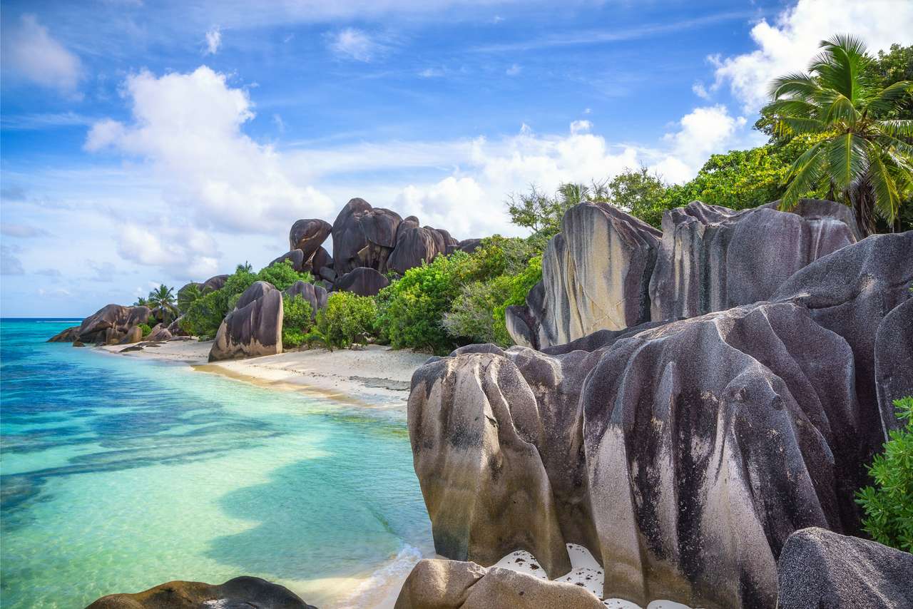 schöner tropischer strand anse source d'argent Online-Puzzle
