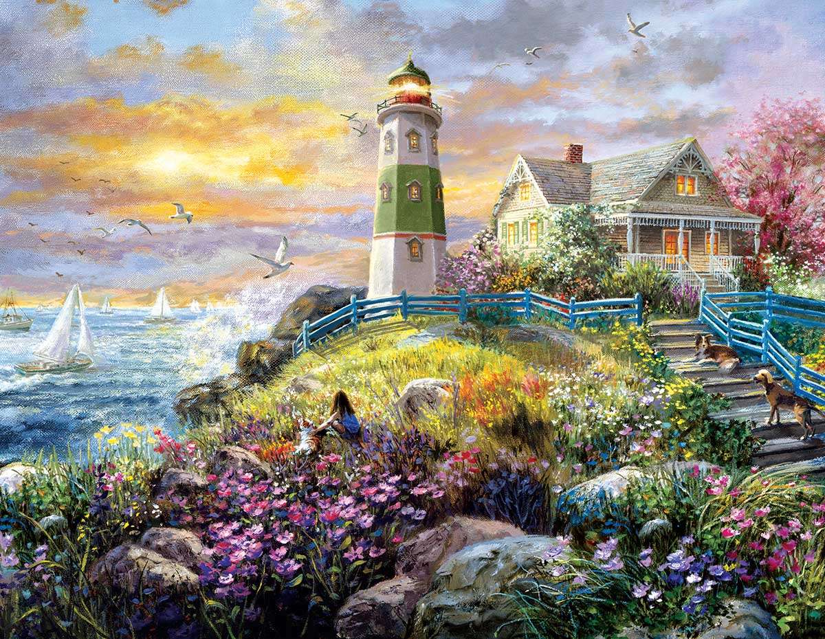 House and lighthouse on the rock online puzzle