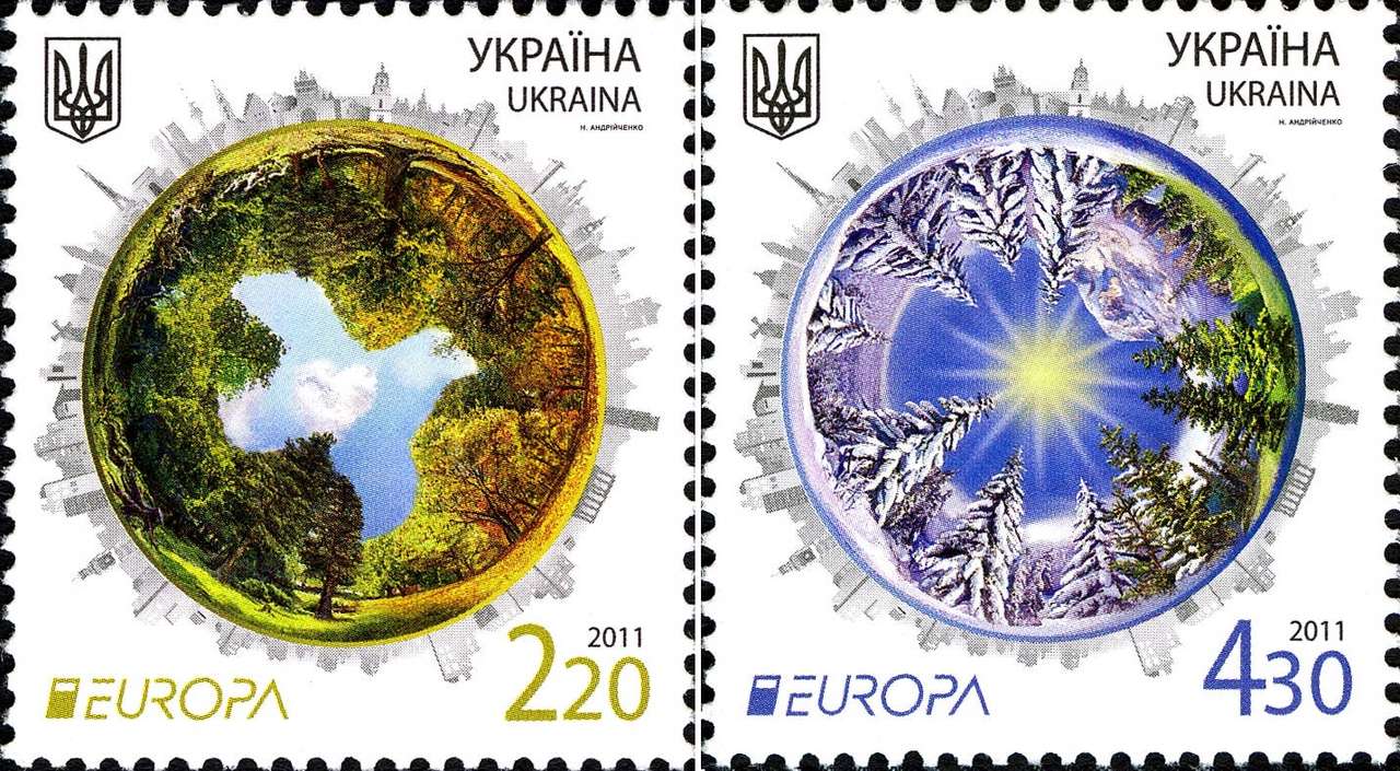 Ukrainische Briefmarken - Europa: Wälder Online-Puzzle