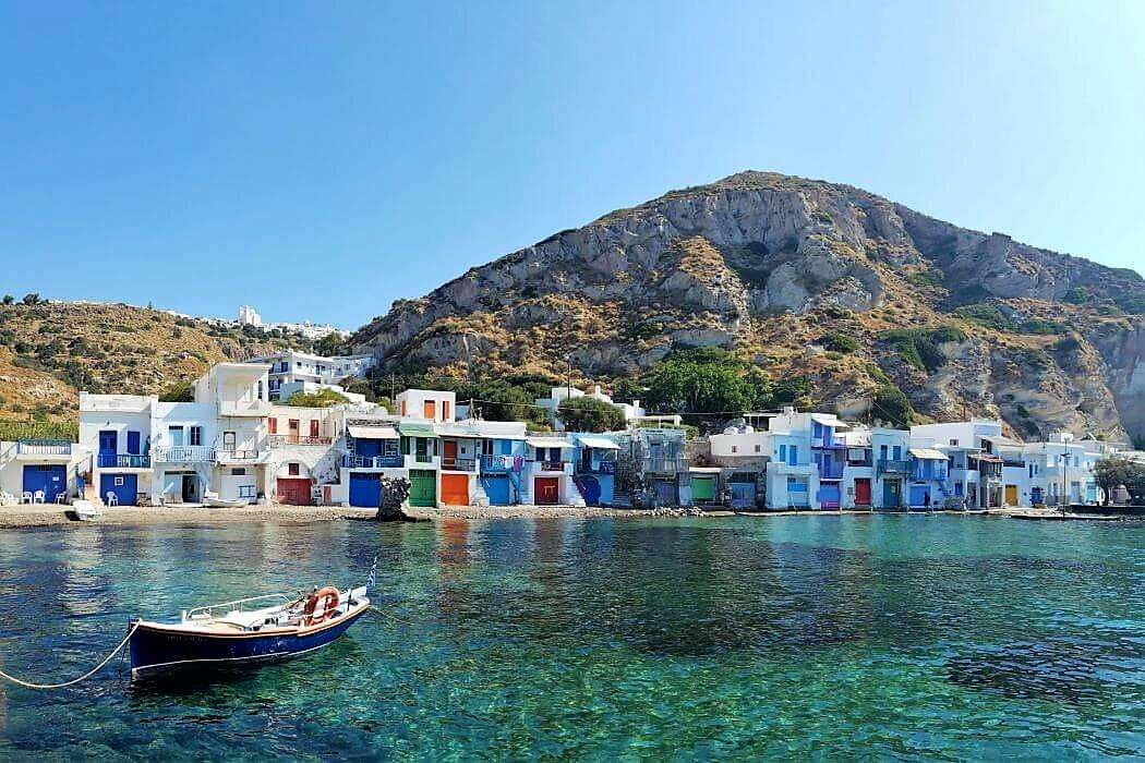 Klima boathouses on Milos island Greece online puzzle