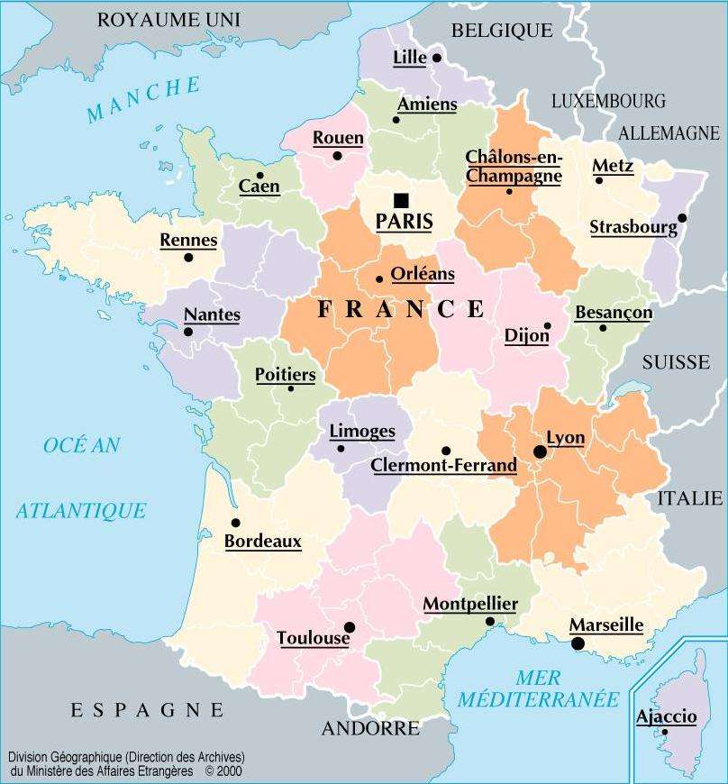 карта Франции пазл онлайн