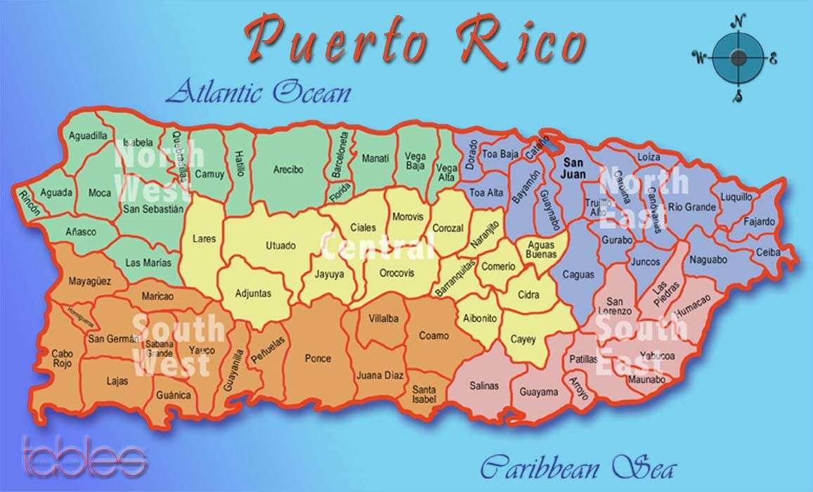Карта Пуерто-Ріко онлайн пазл