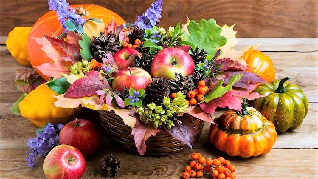 Podzimní dekorace na stůl online puzzle