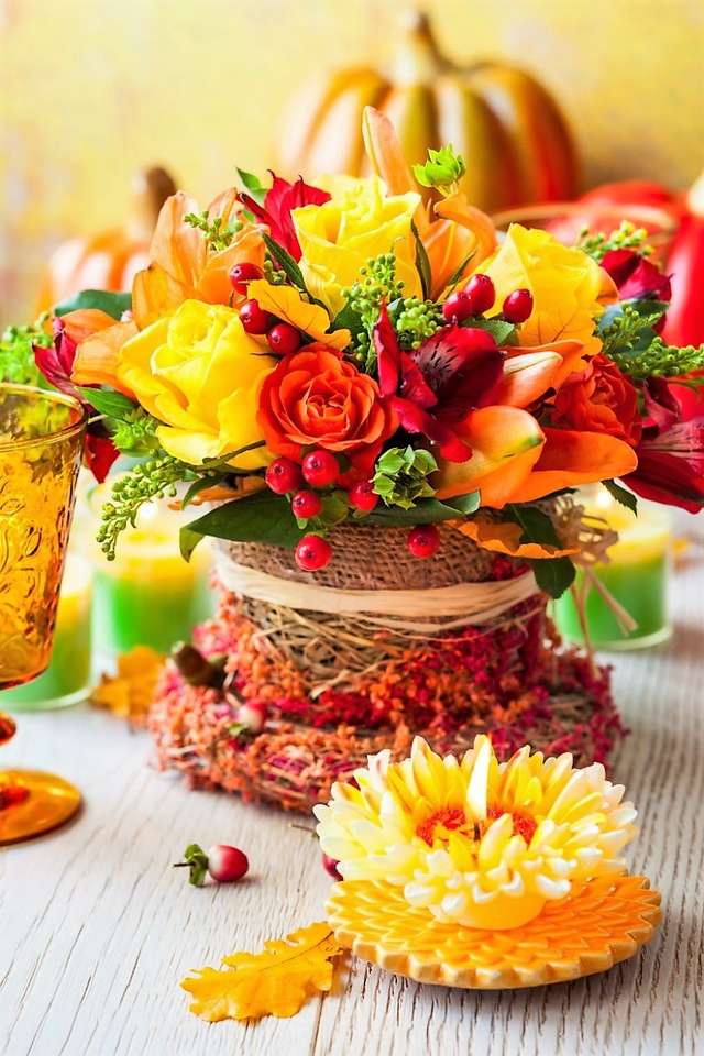 Podzimní dekorace na stůl skládačky online