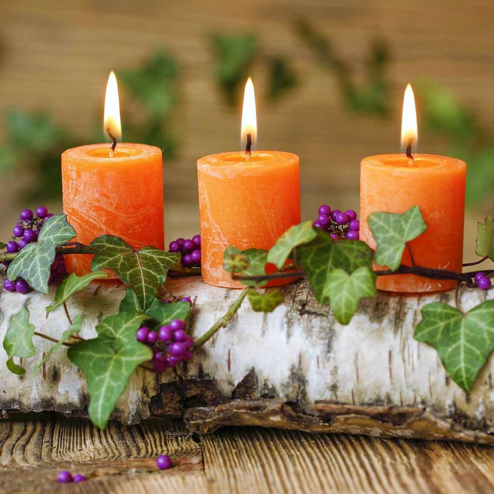 Осеннее украшение свечами пазл онлайн