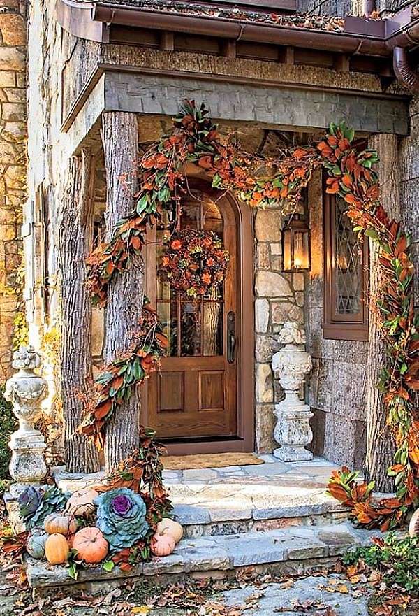 Őszi dekoráció egy ház előtt kirakós online