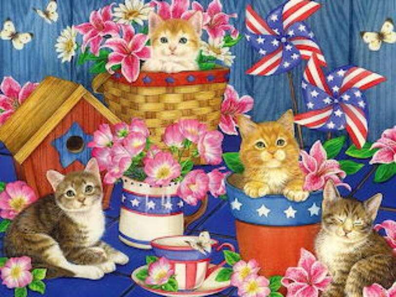 Sehr patriotische Kätzchen Online-Puzzle
