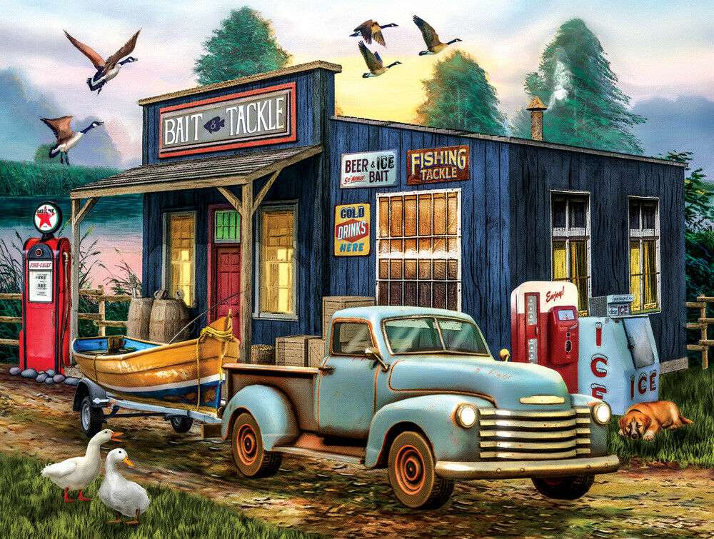 Tankstelle der alten Schule aus den 1950er Jahren Puzzlespiel online