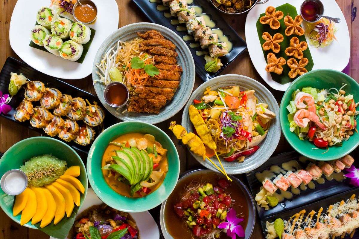 Thajské jídlo a sushi online puzzle