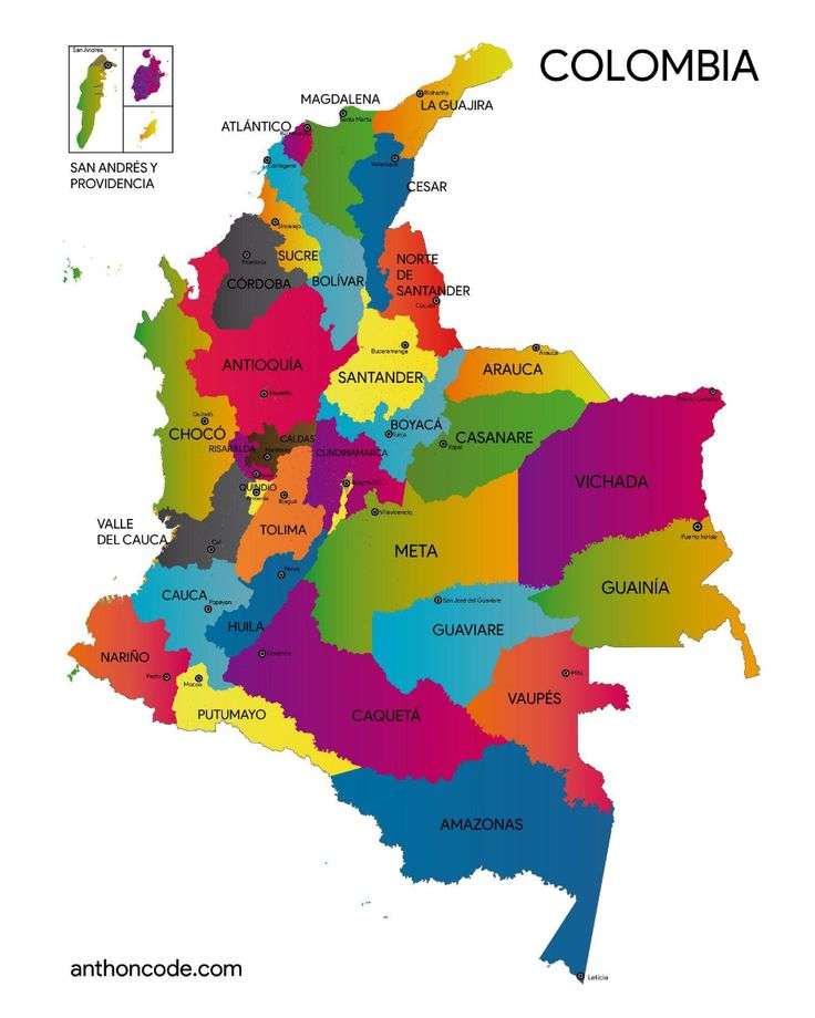 карта Колумбии пазл онлайн