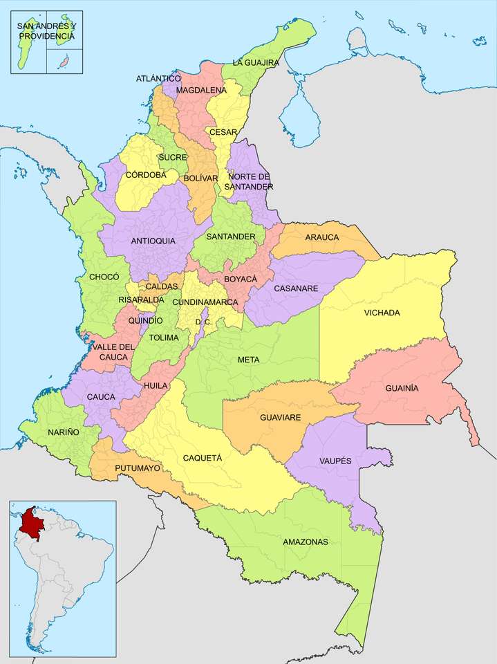 Карта Колумбии пазл онлайн