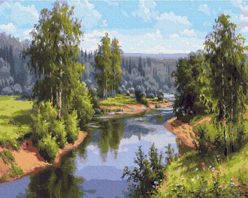 Widoczek- râu, pădure puzzle online