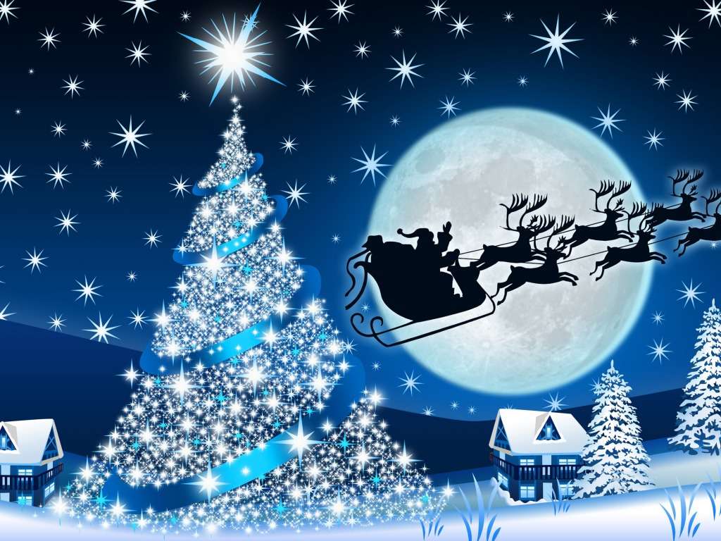 Natal: renas do Papai Noel em fantoches de sombra puzzle online