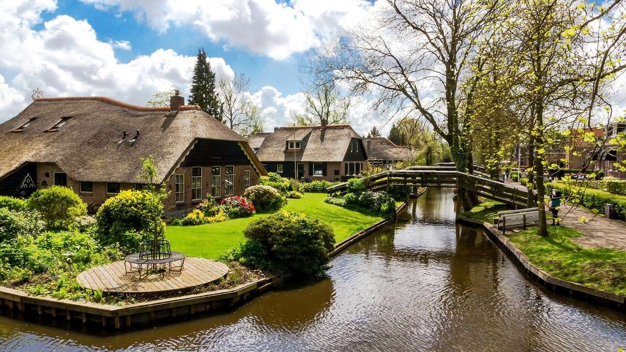 Häuser, Kanal in den Niederlanden Online-Puzzle