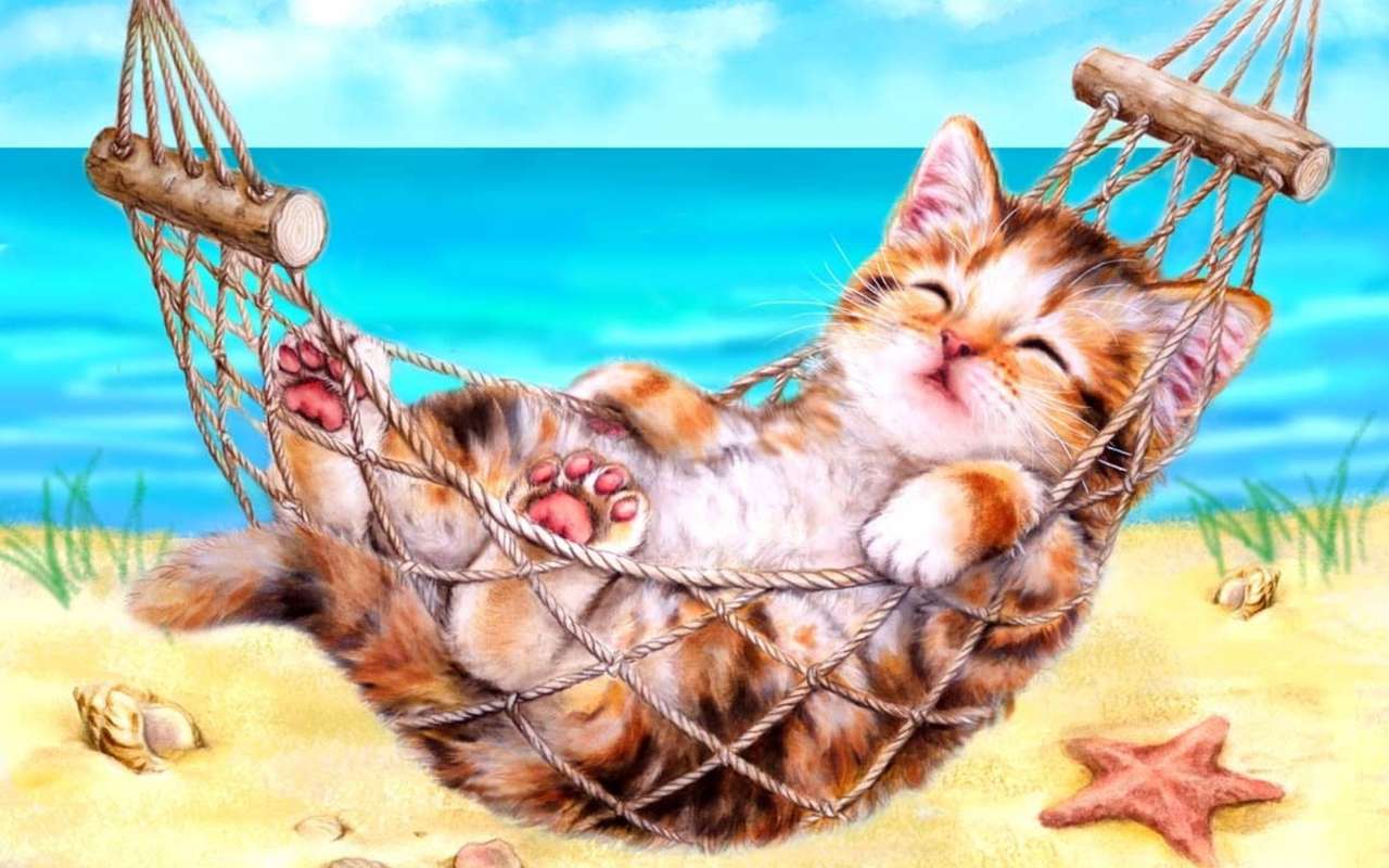 Neem het ritme van het kitten in de zomer... online puzzel