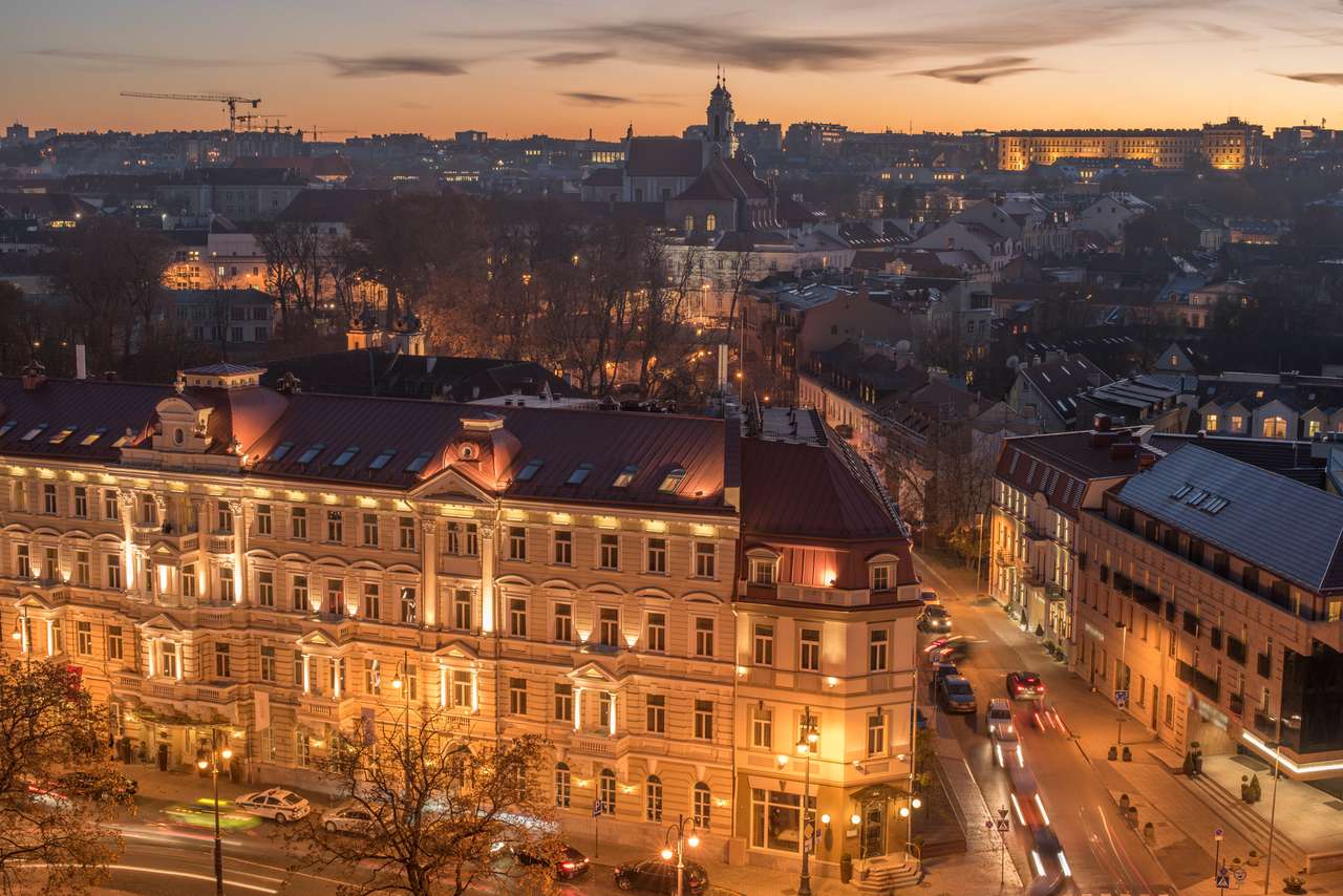 リトアニア、ビリニュスの旧市街の空撮 ジグソーパズルオンライン
