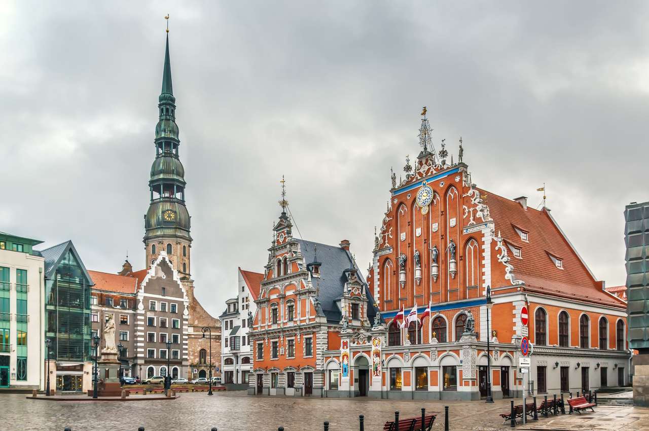 Rathausplatz, Riga, Lettland Online-Puzzle