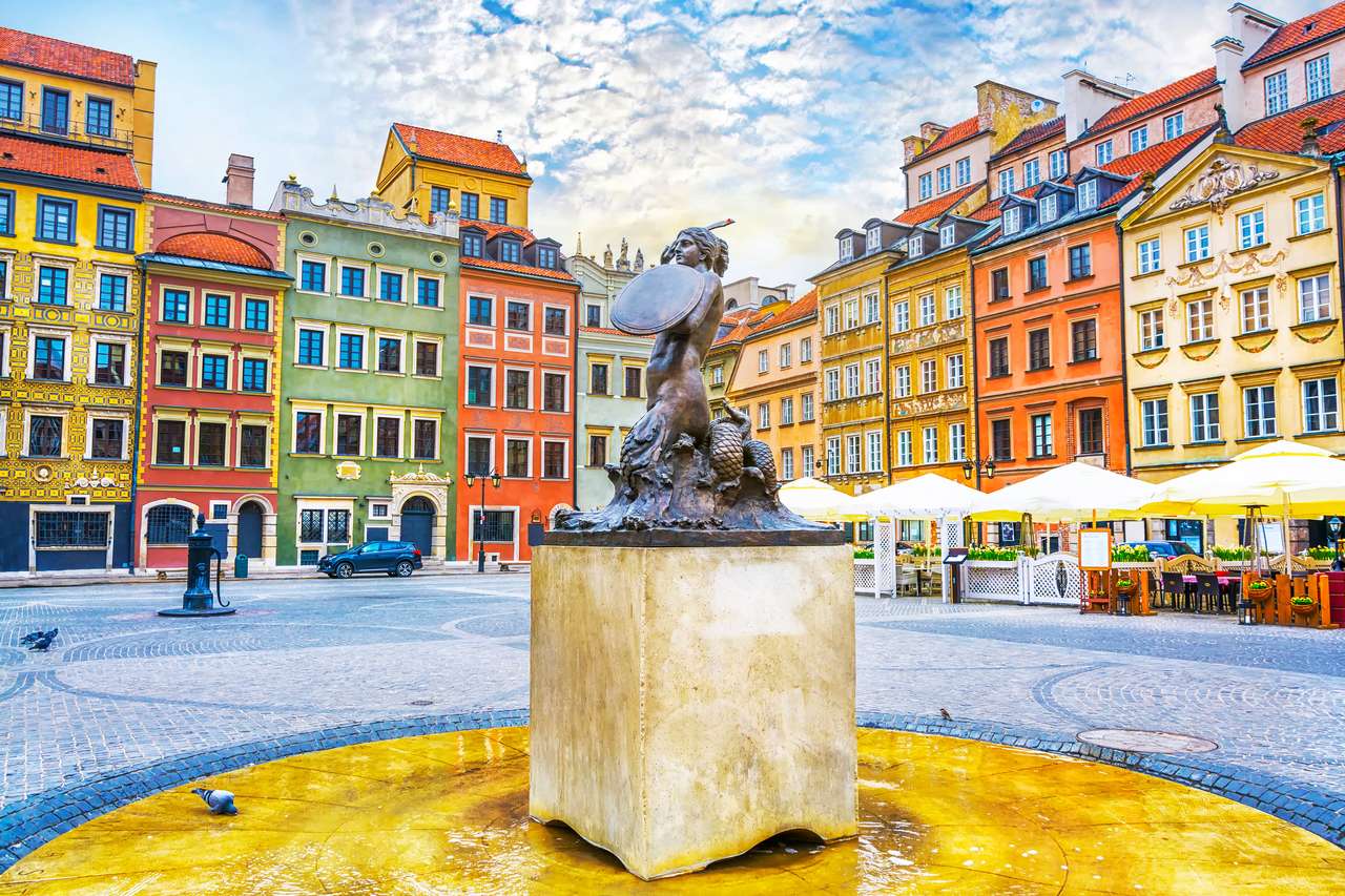 Place du marché à Varsovie, capitale de la Pologne puzzle en ligne