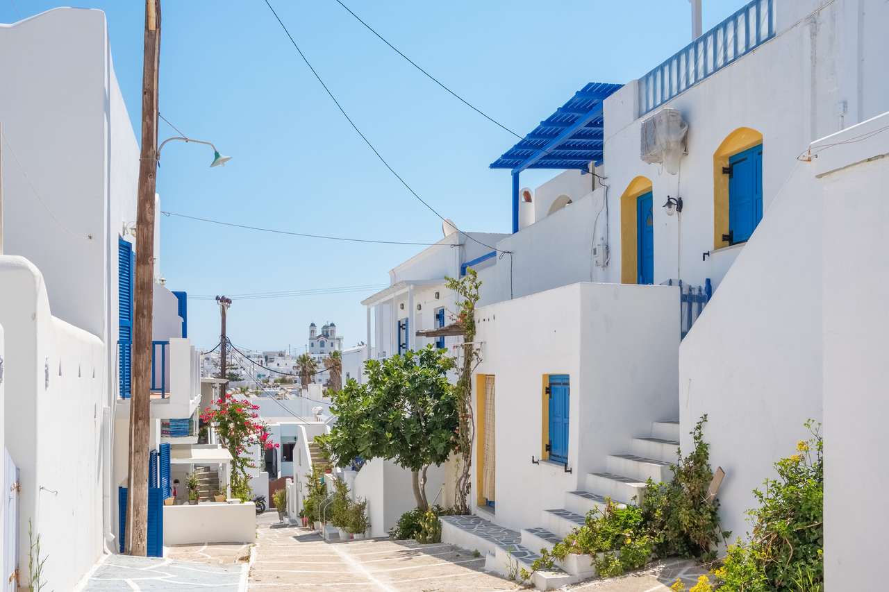 Gamla stan i Naoussa, ön Paros, Kykladerna pussel på nätet